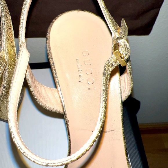 GUCCI Sexy Metallic Laminate Leather Mid Heel Sandal Double US Size 6, with Box. - Picture 11 of 16